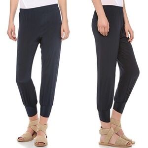 Alasdair Silk Joggers Black Elastic Waist with Zip Tulip Cuffs